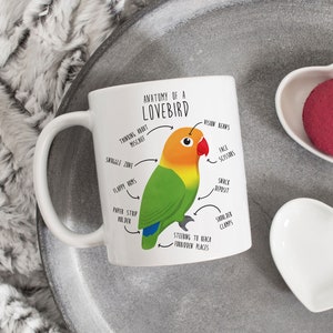 Fischer&#39;s Lovebird Coffee Mug, Cute Pet Parrot Gift, Bird Lover, Funny Gift for Her, Him, Fischers Lovebird Cup, Lovebird Mom, Bird Dad