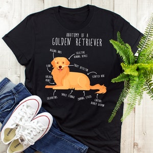 Funny Golden Retriever Shirt, Women Men, Dog Lover Gift, Cute Golden Retriver Mom Dad T-shirt, Dog Lover Tshirt, Pet Tee, Anatomy, Doggo