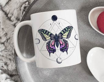 Genderfae Pride Kaffeebecher, Genderdoe Geschenk, LGBT Becher Geschenk, Schmetterling, Gay Pride, LGBTQIA, Genderthil Flagge, Nonbinary, Transgender
