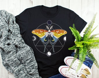 Aroace Pride-shirt, zonsondergangvlag, dames, heren, Aro Ace Pride-cadeau, LGBT-T-shirt, Gay Pride, Aromantic ongeslachtelijke Luna Moth Moon Phase Cottagecore
