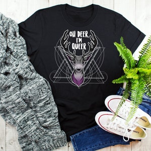Asexual Pride Shirt, Women, Men, Ace Flag Gift, LGBT T-shirt, Gay Pride Month Festival Tee, Asexual Tops, Clothing, Oh Deer I&#39;m Queer