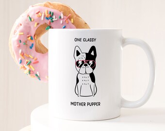 Caneca de café Bulldog Francês, presente fofo para amantes de Bulldog Francês, presente divertido para ela, para ele, para animais de estimação, para donas de cachorro, para pais de cachorro, preto e branco