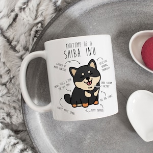 Black And Tan Shiba Inu Coffee Mug, Cute Shiba Inu Gift, Dog Lover, Funny Gift for Her, Him, Pet Animal, Dog Mom Dad, Anatomy, Shibe Doge