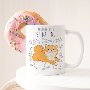 Shiba Inu Coffee Mug, Cute Red Shiba Inu Gift, Dog Lover, Funny Gift for Her, Him, Pet Animal, Dog Mom, Dog Dad, Anatomy, Shibe Doge Doggo