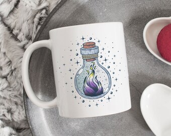 Nonbinary Pride Coffee Mug, Non-Binary Flag Pride Gift, LGBT, Gay Pride, Enby, Transgender, Trans, Subtle, Occult Bottle Witchcore Gothic