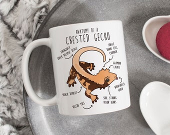 Crested Gecko Coffee Mug, Cute Reptile Gift, Harlequin Crested Gecko Lover, Funny Lizard Cup, Gift for Him Her Crestie Mom Dad Herpetologist