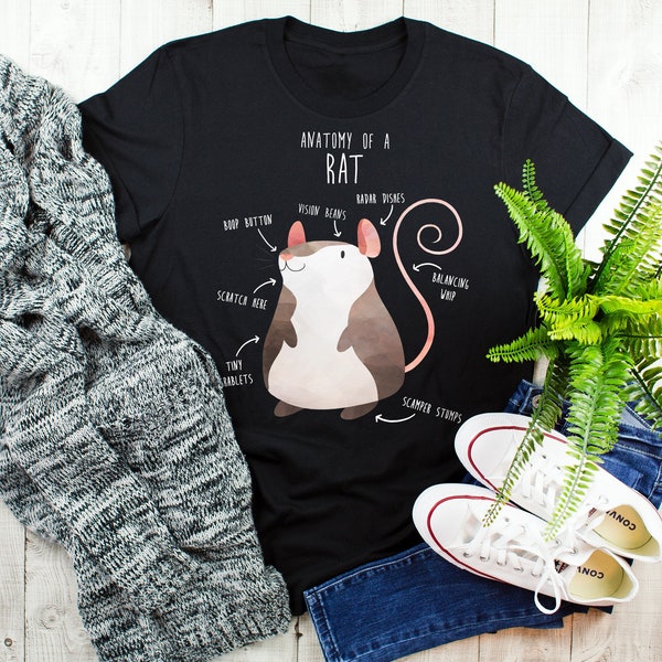 Lustiges Ratten-Shirt, Frauen-Männer, Ratten-Liebhaber-Geschenk, niedliches Ratten-T-Shirt, Haustier-Liebhaber-T-Shirt, T-Stück, Tops, Maus, Anatomie, Ratten-Mama, Ratten-Vati, Jahr, Rattie