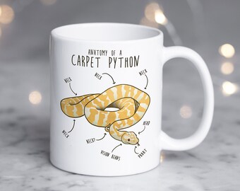 Albino Darwin Carpet Python Coffee Mug, Cute Snake Lover Gift, Funny Reptile Mug, Cup, Northwestern Carpet Python, Snake Mom, Snake Dad
