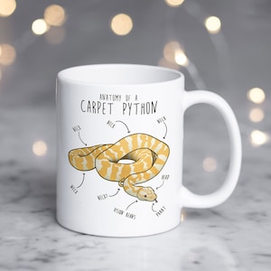 Albino Darwin Carpet Python Coffee Mug, Cute Snake Lover Gift, Funny Reptile Mug, Cup, Northwestern Carpet Python, Snake Mom, Snake Dad