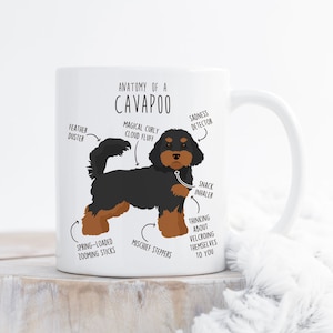 Schwarz und hellbraun Cavapoo Kaffeetasse, niedliches Cavapoo Geschenk, Cavoodle Hundeliebhaber, Cavapoo Mutter Cavapoo Papa, Doodle Pudel Mix Kreuz, Hundeliebhaber