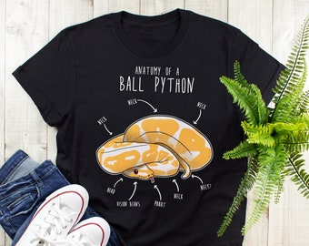 Grappig shirt albinobal python, dames, heren, tshirt reptielen, cadeau slangenliefhebber, T-shirt reptielen, schattig slangent-shirt, python-anatomie, slang moeder vader