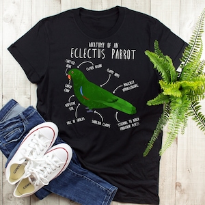 Eclectus Parrot Shirt, Women, Men, Funny Parrot Lover Gift, Cute Bird T-shirt, Pet Tshirt, Green Male Eclectus Anatomy, Eclectus Mom Dad