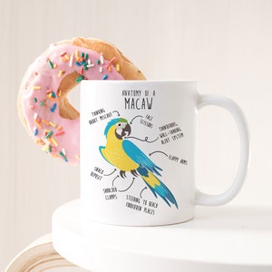 Blue and Gold Macaw Coffee Mug, Cute Pet Parrot Gift, Bird Lover, Funny Gift for Her, Him, Cup, Macaw Mom, Macaw Dad Anatomy