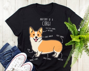 Funny Corgi Shirt, Women Men, Dog Lover Gift, Cute Pembroke Corgi T-shirt, Pet Lover Tshirt, Tee, Cardigan, Corgi Mom, Corgi Dad, Anatomy