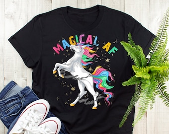 Unicorn Shirt, Women, Men, Funny Unicorn Lover Gift, Metal Unicorn T-shirt, Magical AF Fantasy Tshirt, Graphic Tee, Tops, Adult Mature Horse