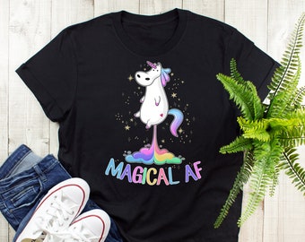 Unicorn Shirt, Women, Men, Funny Unicorn Lover Gift, Unicorn Fart T-shirt, Magical AF Fantasy Tshirt, Graphic Tee, Tops, Adult Mature Horse