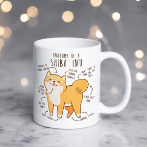 Shiba Inu Coffee Mug, Cute Red Shiba Inu Gift, Dog Lover, Funny Gift for Her, Him, Pet Animal, Dog Mom, Dog Dad, Anatomy, Shibe Doge Doggo