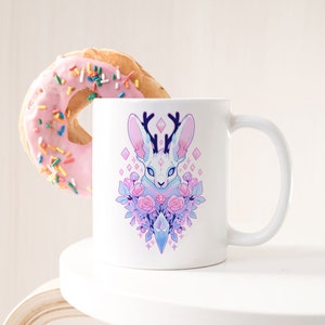 Jackalope Kaffeebecher, süßes Pastell Goth Geschenk, Häschen-Liebhaber, Geschenk für Sie, Ihn, Kawaii Goth, Cryptid, Fantasy Tier Jack Kaninchen Hase