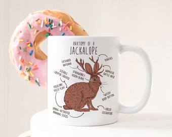 Jackalope Coffee Mug, Cute Jackalope Gift, Bunny Rabbit Lover, Funny Gift for Her, Him, Cryptid, Fantasy Animal Jack Rabbit Hare