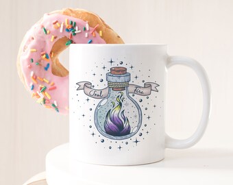 Nonbinary Pride Coffee Mug, Non-Binary Flag Pride Gift, LGBT, Gay Pride, Enby, Transgender, Trans, Subtle, Occult Bottle Witchcore Gothic