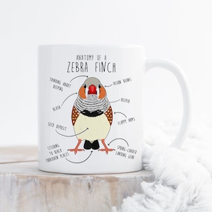 Taza de café con pinzón cebra, bonito regalo de pájaro, amante del pinzón cebra, regalo divertido para ella, para él, taza, mamá pájaro, papá pájaro, meme de Birb, observador de aves, observación de aves