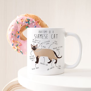 Taza de café con gato siamés, regalo divertido para amantes de los gatos siameses, linda taza de café con gato siamés, regalo para ella, para él, para mamá siamesa, para papá, para mascota, gato negro