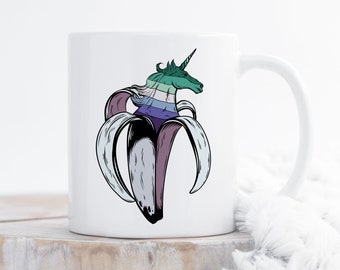 Gay Man Pride Coffee Mug, Gay Men Flag Gift, LGBT Mug, Gay Pride Month Festival, Blue Gay Male Flag, Subtle, Discreet, Unicorn Banana Weird
