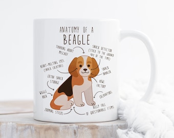 Beagle-kaffemugg, söt trefärgad Beagle-present, hundälskare, rolig present till henne, honom, födelsedag, Beagle-mamma, Beagle-pappa, hundanatomimugg