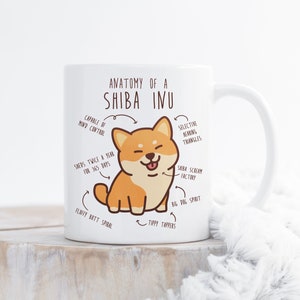 Shiba Inu Coffee Mug, Cute Red Shiba Inu Gift, Dog Lover, Funny Gift for Her, Him, Pet Animal, Dog Mom, Dog Dad, Anatomy, Shibe Doge Doggo
