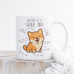 Shiba Inu Coffee Mug, Cute Red Shiba Inu Gift, Dog Lover, Funny Gift for Her, Him, Pet Animal, Dog Mom, Dog Dad, Anatomy, Shibe Doge Doggo