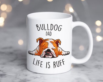 English Bulldog Dad Coffee Mug, Cute Red and White Bulldog Gift, Dog Lover, Funny Gift for Him, Bulldog Dad, Dog Cup