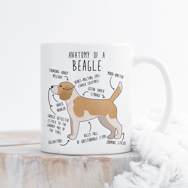 Lemon Beagle Coffee Mug, Cute Beagle Gift, Dog Lover, Funny Gift for Her, Him, Birthday, Beagle Mom, Beagle Dad, Dog Anatomy Cup