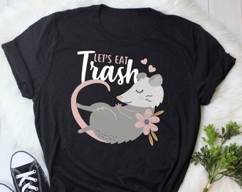 Lustiges Opossum Shirt, Frauen Männer, Opossum Liebhaber Geschenk, süßes Tier Meme T-Shirt, Geschenke für ihn, sie, T-Shirt, let's Eat Trash Live hässlich, marineblau