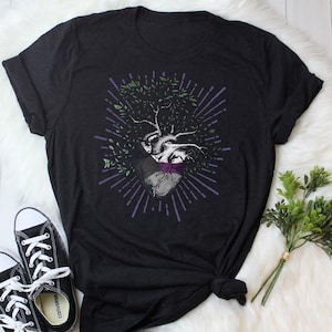 Demisexual Pride Shirt, Women Men, Demi Pride Gift, LGBT T-shirt, Gay Pride Tee, Asexual Tops, Clothing, Heart Tree of Life, Flag, Ace