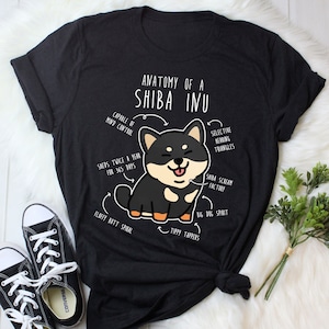 Koszulka Black And Tan Shiba Inu, Kobiety, Mężczyźni, Zabawny prezent dla miłośnika Shiba Inu, Słodki T-shirt dla psa, Koszulka dla zwierząt, Pies Mama Tata, Anatomia zwierząt, Shibe Doge