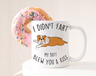 English Bulldog Coffee Mug, Cute Red and White Bulldog Gift, Dog Lover, Funny Gift for Her, Him, Bulldog Mom, Bulldog Dad, Dog Cup