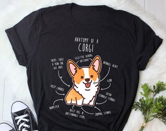 Funny Corgi Shirt, Women Men, Dog Lover Gift, Cute Pembroke Corgi T-shirt, Pet Lover Tshirt, Tee, Cardigan, Corgi Mom, Corgi Dad, Anatomy