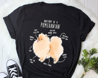 Pomeranian Shirt, Women Men, Funny Dog Lover Gift, Cute Pom T-shirt, Pomeranian Tshirt, Pet Tee, Dog Mom, Dog Dad, Gift For Him Her, Anatomy
