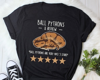 Camiseta de pitón bola, para mujer y hombre. Camiseta divertida de reptiles. Regalo para amantes de las serpientes. Camiseta de animales. Camiseta de serpiente adorable. Reseña de pitón. Para mamás y papás amantes de las serpientes. Camiseta de fideos.