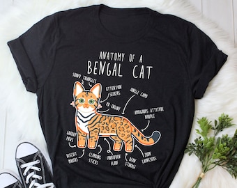 Camiseta de Gato de Bengala, Feminina, Masculina, Presente Divertido para Amantes de Gatos, Camiseta Fofa para Animais de Estimação, Camiseta para Amantes de Gatos de Bengala, Camiseta de Gato de Bengala, Mãe de Gato de Bengala, Pai de Gato, Animal