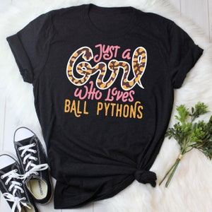 Ball Python Shirt, Women, Reptile Tshirt, Snake Lover Gift, Funny Reptile T-Shirt, Cute Snake Graphic Tee, Just A Girl Who Loves, Snake Mom