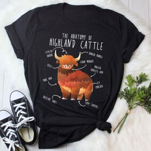 Highland Cow Shirt, Women Men, Funny Cow Lover Gift, Cute Farmer T-shirt, Livestock Tshirt, Mom, Dad, Hairy Scottish Cow, Rancher, Homestead