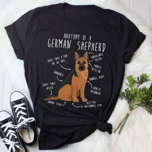 German Shepherd Shirt, Women, Men, Funny Dog Lover Gift, Cute German Shepherd Mom Dad T-shirt, Dog Lover Tshirt, Pet Graphic Tee, Anatomy