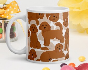 Taza de café Cavapoo, Regalo adorable de Cavapoo rojo, Para amantes de los perros Cavapoo, Mamá Cavapoo, Papá Cavapoo, Cruce de Doodle y Caniche, Regalo para amantes de los perros (para ella y para él)