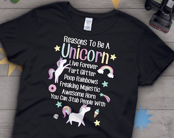 Funny Unicorn Shirt, Women Men, Unicorn Lover Gift, Cute Unicorn T-shirt, Unicorn Tshirt, Graphic Tee, Tops, Horse, Blue, Pink, Rainbow