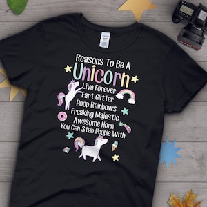 Funny Unicorn Shirt, Women Men, Unicorn Lover Gift, Cute Unicorn T-shirt, Unicorn Tshirt, Graphic Tee, Tops, Horse, Blue, Pink, Rainbow