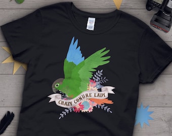 Green Cheek Conure Shirt, Women, Parrot Lover Gift, Cute Bird T-shirt, Greencheek Tshirt, Pet Graphic Tee, Tops, Clothing, Green-cheeked