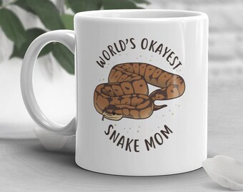 Ball Python Coffee Mug, Cute Snake Lover Gift, Funny Reptile Mug, Gift for Her, World's Best Cup, Danger Noodle, Snake Mom, Ball Python Mom