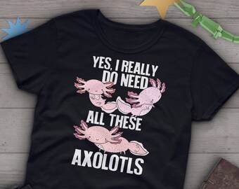 Axolotl Shirt, Frauen Männer, lustiges Axolotl Liebhaber Geschenk, süßes mexikanisches gehendes Fisch T-Shirt, Axolotl Liebhaber Tshirt, Haustier Grafik T-Shirt, Navy, Pink