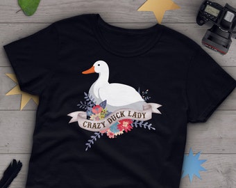 Camiseta de pato Pekín, para mujer, regalo para amantes de los patos, camiseta con diseño de pato blanco, camiseta con estampado de mascota, tops, ropa, azul marino, rosa, azul